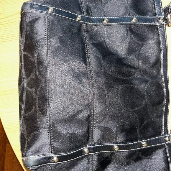 Coach Black Tote Bag with Signature Monogram and Leather Trim - Picture 5 of 13